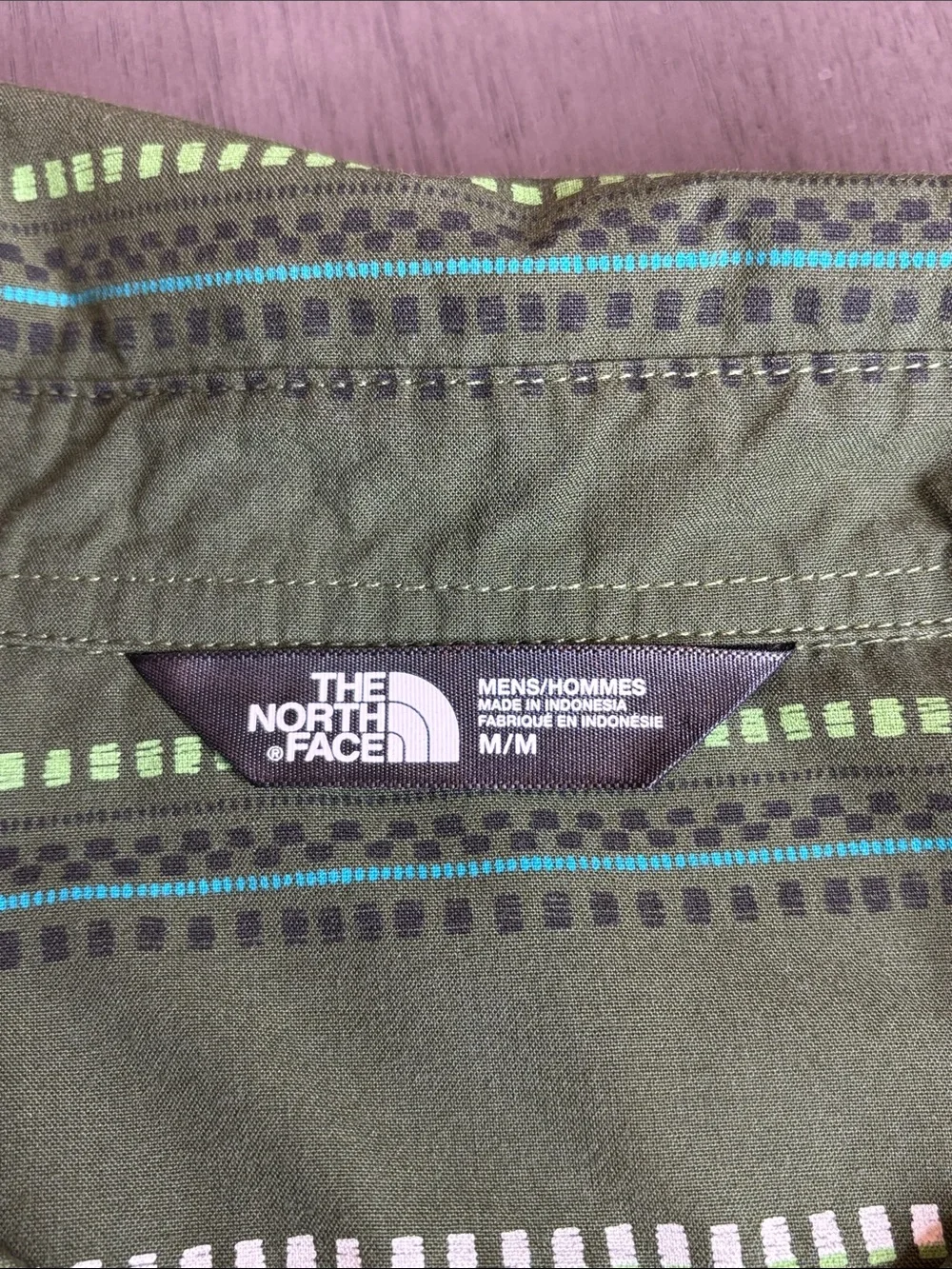 💚 The North Face Green Patterned Button Up Shirt Men's Medium Long Sleeve 💚